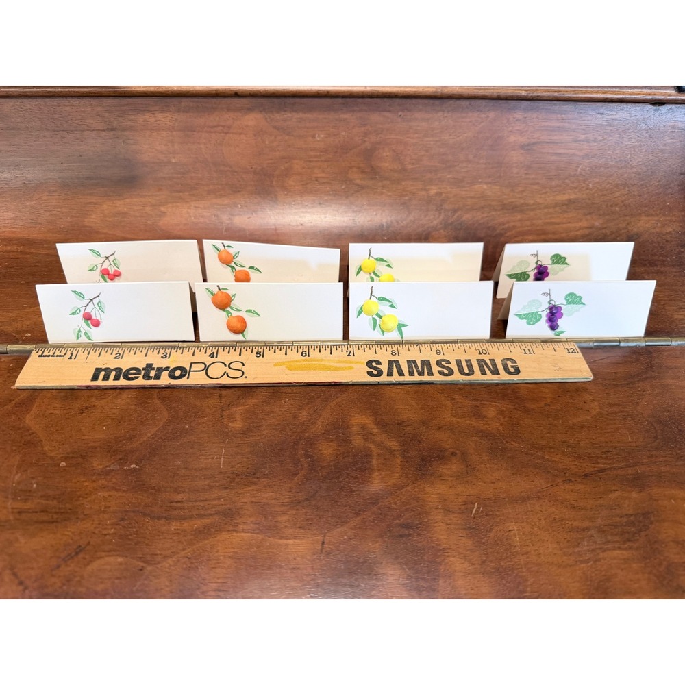 Vintage Seashell Fruit Paper Place Cards Set of 8 Coastal Summer Table Decor